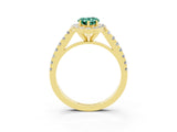 Yellow gold Pear Cut Halo Diamond Ring with Pavé Band and Three-Prong Setting_3