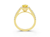 Yellow gold Pear Cut Halo Diamond Ring with Pavé Band and Three-Prong Setting_3