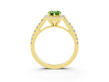 Yellow gold Pear Cut Halo Diamond Ring with Pavé Band and Three-Prong Setting_3