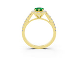 Yellow gold Pear Cut Halo Diamond Ring with Pavé Band and Three-Prong Setting_3