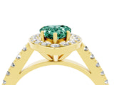 Yellow gold Pear Cut Halo Diamond Ring with Pavé Band and Three-Prong Setting_4