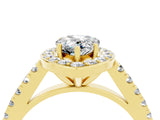 Yellow gold Pear Cut Halo Diamond Ring with Pavé Band and Three-Prong Setting_4