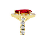 Yellow gold Pear Cut Halo Diamond Ring with Pavé Band and Three-Prong Setting_5