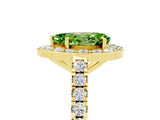 Yellow gold Pear Cut Halo Diamond Ring with Pavé Band and Three-Prong Setting_5