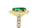 Yellow gold Pear Cut Halo Diamond Ring with Pavé Band and Three-Prong Setting_5