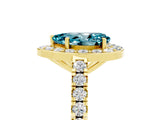 Yellow gold Pear Cut Halo Diamond Ring with Pavé Band and Three-Prong Setting_5