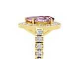 Yellow gold Pear Cut Halo Diamond Ring with Pavé Band and Three-Prong Setting_5