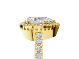 Yellow gold Pear Cut Halo Diamond Ring with Pave Band and Four-Prong Setting_46
