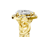 Yellow gold Pear Cut Halo Diamond Ring with Scrollwork Band and Four-Prong Setting_62