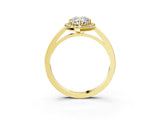 Yellow gold Pear Cut Halo Diamond Ring with Solitaire Band and Prong Setting_16