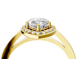 Yellow gold Pear Cut Halo Diamond Ring with Solitaire Band and Prong Setting_17