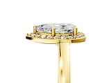 Yellow gold Pear Cut Halo Diamond Ring with Solitaire Band and Prong Setting_18