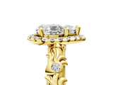 Yellow gold Pear Cut Halo Diamond Solitaire with Filigree Band and Four-Prong Setting_12