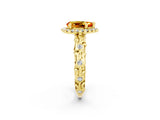 Yellow gold Pear Cut Halo Diamond Solitaire with Filigree Band and Four-Prong Setting_2