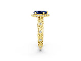 Yellow gold Pear Cut Halo Diamond Solitaire with Filigree Band and Four-Prong Setting_2