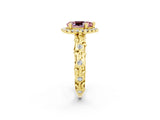Yellow gold Pear Cut Halo Diamond Solitaire with Filigree Band and Four-Prong Setting_2