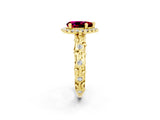 Yellow gold Pear Cut Halo Diamond Solitaire with Filigree Band and Four-Prong Setting_2