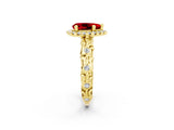 Yellow gold Pear Cut Halo Diamond Solitaire with Filigree Band and Four-Prong Setting_2