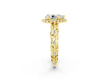 Yellow gold Pear Cut Halo Diamond Solitaire with Filigree Band and Four-Prong Setting_2
