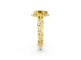 Yellow gold Pear Cut Halo Diamond Solitaire with Filigree Band and Four-Prong Setting_2