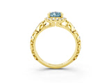 Yellow gold Pear Cut Halo Diamond Solitaire with Filigree Band and Four-Prong Setting_3