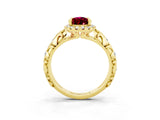 Yellow gold Pear Cut Halo Diamond Solitaire with Filigree Band and Four-Prong Setting_3