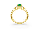 Yellow gold Pear Cut Halo Diamond Solitaire with Filigree Band and Four-Prong Setting_3