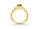 Yellow gold Pear Cut Halo Diamond Solitaire with Filigree Band and Four-Prong Setting_3