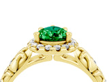 Yellow gold Pear Cut Halo Diamond Solitaire with Filigree Band and Four-Prong Setting_4