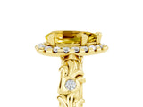 Yellow gold Pear Cut Halo Diamond Solitaire with Filigree Band and Four-Prong Setting_5