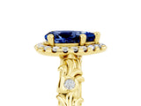 Yellow gold Pear Cut Halo Diamond Solitaire with Filigree Band and Four-Prong Setting_5