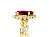 Yellow gold Pear Cut Halo Diamond Solitaire with Filigree Band and Four-Prong Setting_5