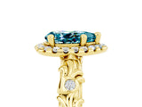 Yellow gold Pear Cut Halo Diamond Solitaire with Filigree Band and Four-Prong Setting_5