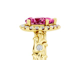 Yellow gold Pear Cut Halo Diamond Solitaire with Filigree Band and Four-Prong Setting_5