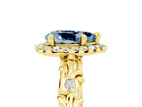 Yellow gold Pear Cut Halo Diamond Solitaire with Filigree Band and Four-Prong Setting_5