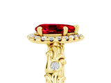 Yellow gold Pear Cut Halo Diamond Solitaire with Filigree Band and Four-Prong Setting_5