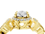 Yellow gold Pear Cut Halo Diamond Split Shank Engagement Ring with Four-Prong Setting_23
