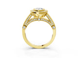 Yellow gold Pear Cut Halo Diamond Split Shank Pave Ring_16