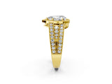 Yellow gold Pear Cut Halo Diamond Split Shank Ring with Prong Setting_17