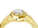 Yellow gold Pear Cut Halo Diamond Split Shank Ring with Prong Setting_19