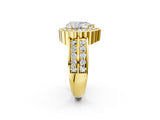 Yellow gold Pear Cut Halo Diamond Split Shank Ring with Scalloped Prong Setting_5