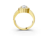 Yellow gold Pear Cut Halo Diamond Split Shank Ring with Scalloped Prong Setting_6