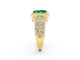 Yellow gold Pear Cut Halo Emerald Ring with Split Shank and Four-Prong Setting_2