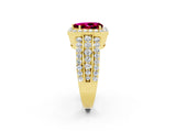 Yellow gold Pear Cut Halo Garnet Ring with Split Shank and Four-Prong Setting_2