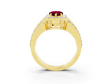 Yellow gold Pear Cut Halo Garnet Ring with Split Shank and Four-Prong Setting_3