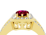 Yellow gold Pear Cut Halo Garnet Ring with Split Shank and Four-Prong Setting_4