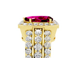 Yellow gold Pear Cut Halo Garnet Ring with Split Shank and Four-Prong Setting_5