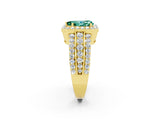 Yellow gold Pear Cut Halo Green Sapphire Ring with Split Shank and Four-Prong Setting_2