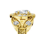 Yellow gold Pear Cut Halo Milgrain Diamond Engagement Ring with Leaf Band and Four-Prong Setting_8