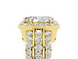 Yellow gold Pear Cut Halo Moissanite Ring with Split Shank and Four-Prong Setting_5